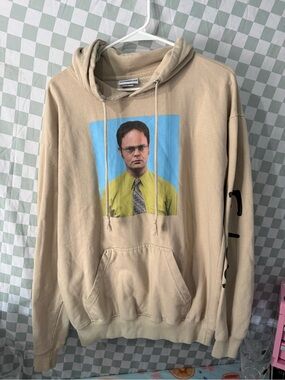 Beige Graphic Hooded Shirt Jacket - Men's Lightweight Pullover